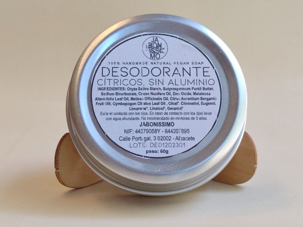 tarro de desodorante natural de la marca JABONISSIMO