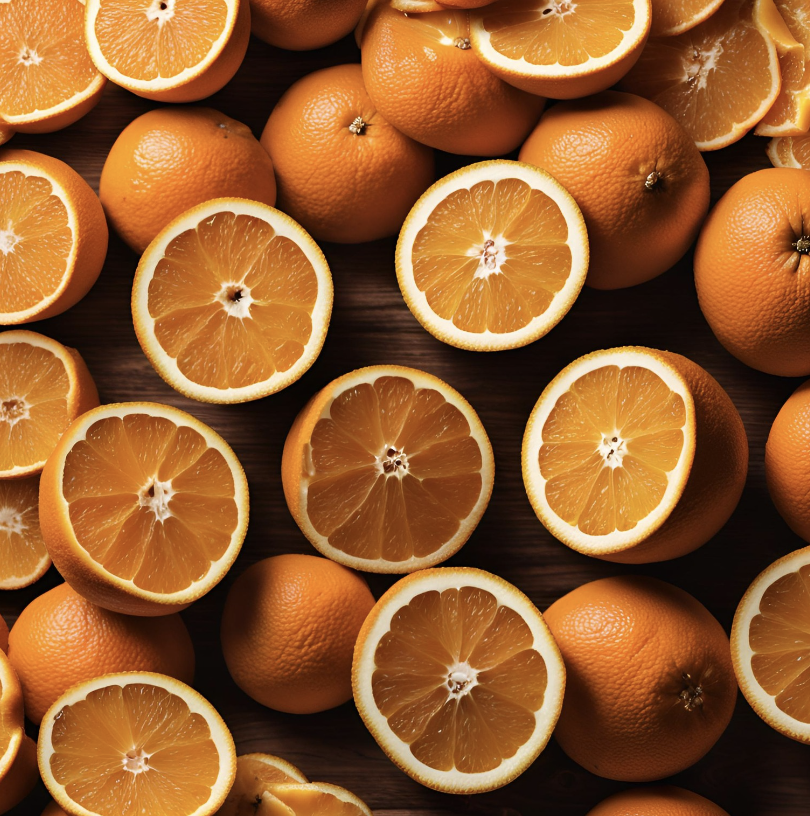 naranjas cortadas sobre mesa de madera